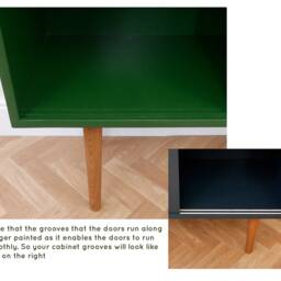 Mid Century Modern Record Cabinet Dark Green Vinyl Storage - thumbnail 4