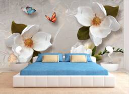 3D Floral Butterfly Wallpaper Modern Vinyl Wall Mural