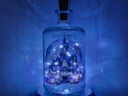 Spooky Halloween Bottle Lamp, Haunted House Vinyl Decor - thumbnail 1