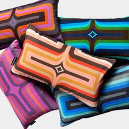 Geometric Velvet Printed Cushion - Pink + Purple - thumbnail 4