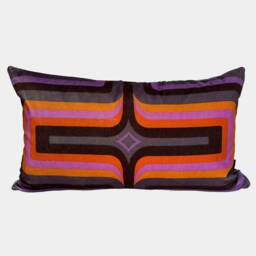 Geometric Velvet Printed Cushion - Pink + Purple - thumbnail 3