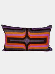 Geometric Velvet Printed Cushion - Pink + Purple