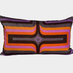 Geometric Velvet Printed Cushion - Pink + Purple - thumbnail 2