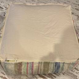 Square Floor Pouf Ottoman, Vintage Kilim Rug Cotton - 24x10 Inches - thumbnail 4