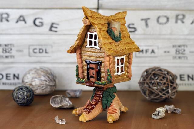 Handmade Ceramic Fairy Tale Witch House, Tealight Candle Holder, Baba Yaga Tiny Christmas Birthday Gifts, Tabletop Cabin Decor - image 1