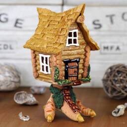 Handmade Ceramic Fairy Tale Witch House, Tealight Candle Holder, Baba Yaga Tiny Christmas Birthday Gifts, Tabletop Cabin Decor - thumbnail 2