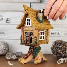 Handmade Ceramic Fairy Tale Witch House, Tealight Candle Holder, Baba Yaga Tiny Christmas Birthday Gifts, Tabletop Cabin Decor - thumbnail 4
