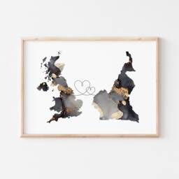 Britain & Cameroon Map Black & Gold Travel Wall Art Print - United Kingdom UK - thumbnail 3