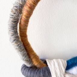 Organic Fiber Rope Art Decor, Hand Knotted Circular Wall Sculpture, Mini Yarn Wrapped Knot, Knotted Macrame - thumbnail 3