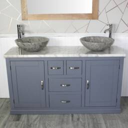 Bathroom Vanity Unit - Grey Painted With White Marble Top & Stone Bowl 603Gwmsbc - thumbnail 2