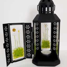 Fused Glass Lantern White Daisies & Bee Tealight Holder Flowers - thumbnail 3