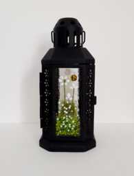 Fused Glass Lantern White Daisies & Bee Tealight Holder Flowers - thumbnail 1