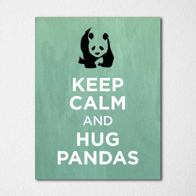 Keep Calm & Hug Pandas - Fine Art Print Choice Of Color Purchase 3 Receive 1 Free - image 1