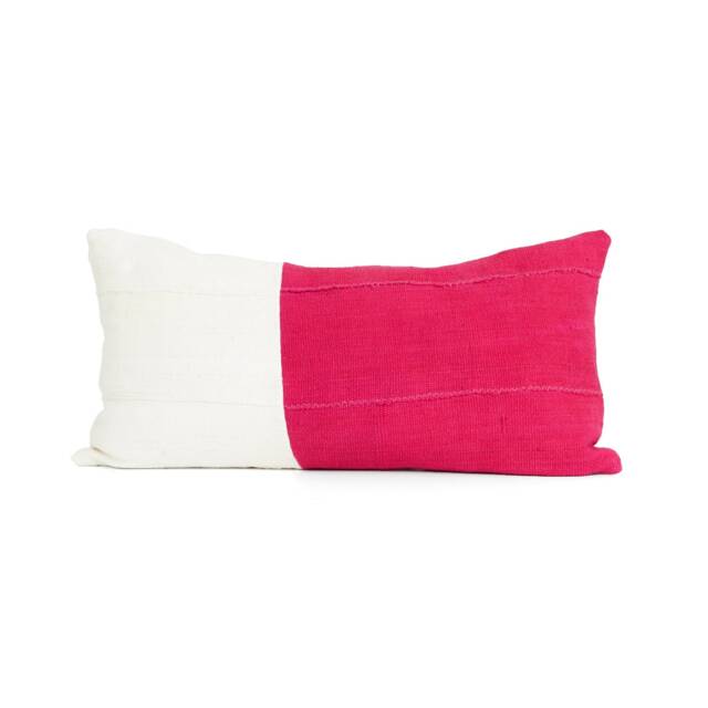 Pink & White, Pillow Cover, Textured Color Block, 24x12 Chabot