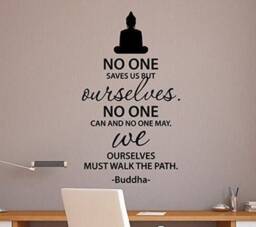 No One Saves Us Buddha Quote Wall Decal Vinyl Sticker Religious Buddhism Saying Art Home Interior Bedroom Yoga Room Decor Gift 1Bq - thumbnail 1