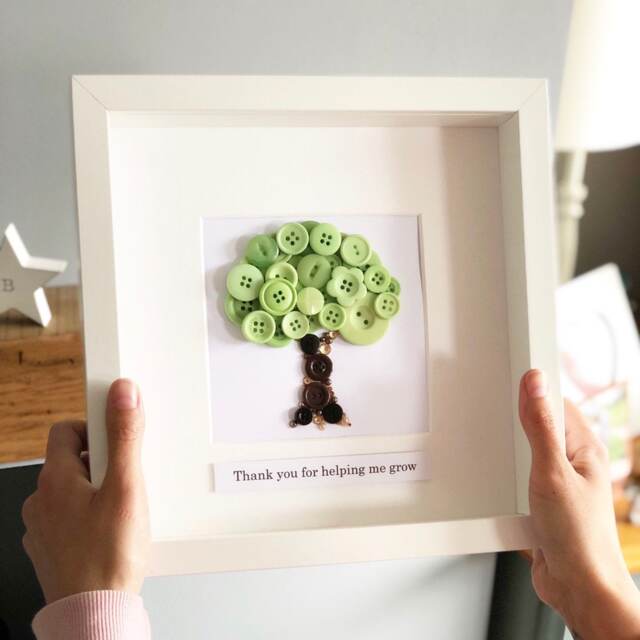 Personalised Teacher Gift, Appreciation, Retirement, Tree Button Art, Gift For End Of Year, Leaving - image 1