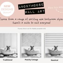 Black & White Border Terrier Dog in A Bath Print, Bathing, Funny Bathroom Animal Bathtub, Dog Tub Whimsy - thumbnail 2