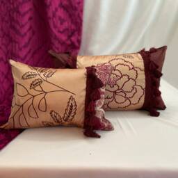 "Pierre Frey Silk Paisley Pillow Cover Bohemian Magenta & Orange - 20""x 20" - thumbnail 2