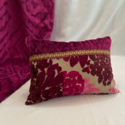 "Pierre Frey Silk Paisley Pillow Cover Bohemian Magenta & Orange - 20""x 20" - thumbnail 4