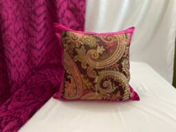 "Pierre Frey Silk Paisley Pillow Cover Bohemian Magenta & Orange - 20""x 20" - thumbnail 1
