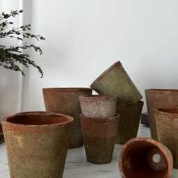 Aged Terracotta Pot/ Vase With Faux Flowers/ Rustic Farmhouse Style/ Cottage Style/ French/ English/ Old/ Vintage/ Medium Size - thumbnail 4