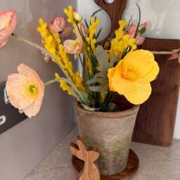 Aged Terracotta Pot/ Vase With Faux Flowers/ Rustic Farmhouse Style/ Cottage Style/ French/ English/ Old/ Vintage/ Medium Size - thumbnail 2