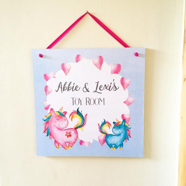 Unicorn Room Sign, Personalised Toyroom Girl's Bedroom Lover Gift, Decor, Door Sign - image 1