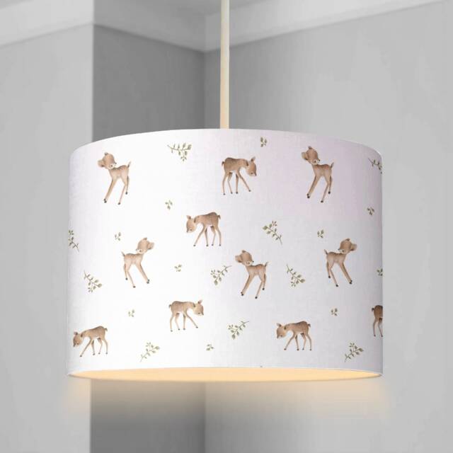 Lampshade - Nursery Ceiling Or Table Lampshade, Woodland Deer Childrens Room Cute Woodland Deer Decor - image 1
