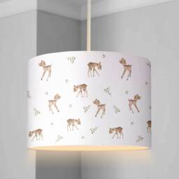 Lampshade - Nursery Ceiling Or Table Lampshade, Woodland Deer Childrens Room Cute Woodland Deer Decor