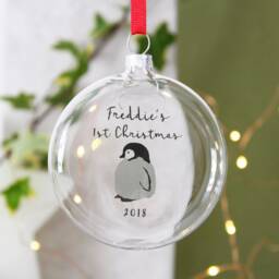 Baby First Christmas Penguin Bauble - Personalised Keepsake Baby's 1st 2022 - thumbnail 2