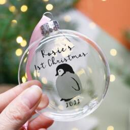 Baby First Christmas Penguin Bauble - Personalised Keepsake Baby's 1st 2022 - thumbnail 4