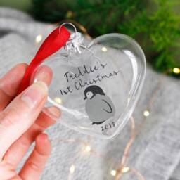 Baby First Christmas Penguin Bauble - Personalised Keepsake Baby's 1st 2022 - thumbnail 3