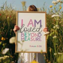 Set Of 3 Bible Verse Prints, Christian Wall Art, Girls Nursery Bedroom Decor, Scripture Loved - thumbnail 2