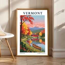 Vermont Autumn Landscape Poster - Wall Art Us State Traveller Gift Usa Travel Print America - thumbnail 1