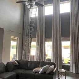 100 % Blackout Extra Long Linen Curtains Custom Made 9-24 Feet Length, Wide 2 Story Living Room Ikiriska Off White, Gray Tall Ceiling Drapes - thumbnail 4