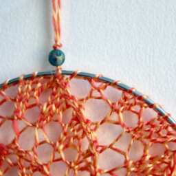 Earring Holder - Peach, Jewelry Display Organizer Fiber Art Wall Hanging - thumbnail 3