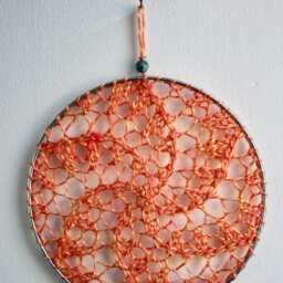 Earring Holder - Peach, Jewelry Display Organizer Fiber Art Wall Hanging - thumbnail 2