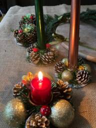Handmade Pine Cone Candle Holder - Rustic Christmas Table Decor