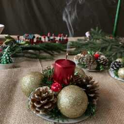Handmade Pine Cone Candle Holder - Rustic Christmas Table Decor - thumbnail 3