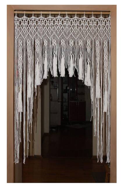 Macrame Curtain..macrame Wall Hanging.macrame Wall Art.macreme Doorway Curtain. Large Macrame. Cotton Cord - image 1