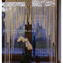 Macrame Curtain..macrame Wall Hanging.macrame Wall Art.macreme Doorway Curtain. Large Macrame. Cotton Cord - thumbnail 2