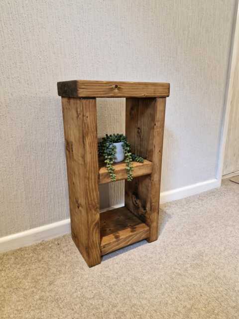 Rustic Farmhouse Style Double Shelf Solid Wood Side Table - Various Sizes & Colours Available - image 1