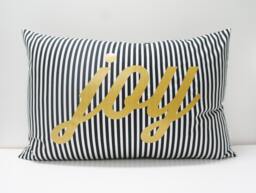 Joy Pillow Cover - 16x24 - Black Stripe With Metallic Gold - thumbnail 1