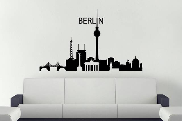 Berlin Wall Decal, City Skyline Vinyl Germany Capital Home Decor Silhouette Decal Office - image 1