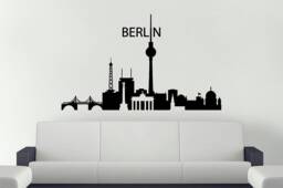 Berlin Wall Decal, City Skyline Vinyl Germany Capital Home Decor Silhouette Decal Office - thumbnail 1