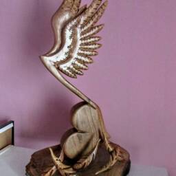 Music Note, Gift, Teacher Gift, Music Note Sculpture, Wooden Sculpture, Wood Carving, Wood Art, Music Art, Unique Angel Wing - thumbnail 3