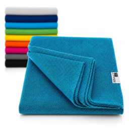 Recycled Cotton Throw Blanket - Durable Sofa Slip Cover Turquoise Bedspread Portuguese Sustainable Modern Traditional Home Decor - thumbnail 1