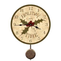 Christmas Mistletoe Wall Clock - Unique Holiday Gift Rustic Winter - thumbnail 2