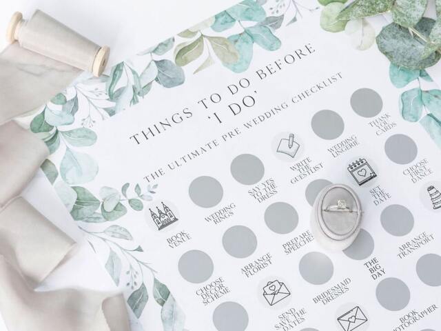 Wedding Planning Scratch Poster - Engagement Gift Bride To Be Eucalyptus - image 1