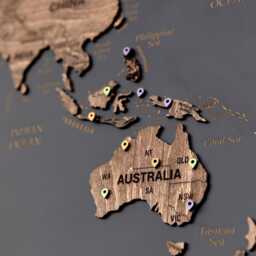 Wooden World Map Wall Art, Travel With Pins Home Decor, Push Pin 5Th Anniversary Gift, Apartment Decor Retirement Gift - thumbnail 2